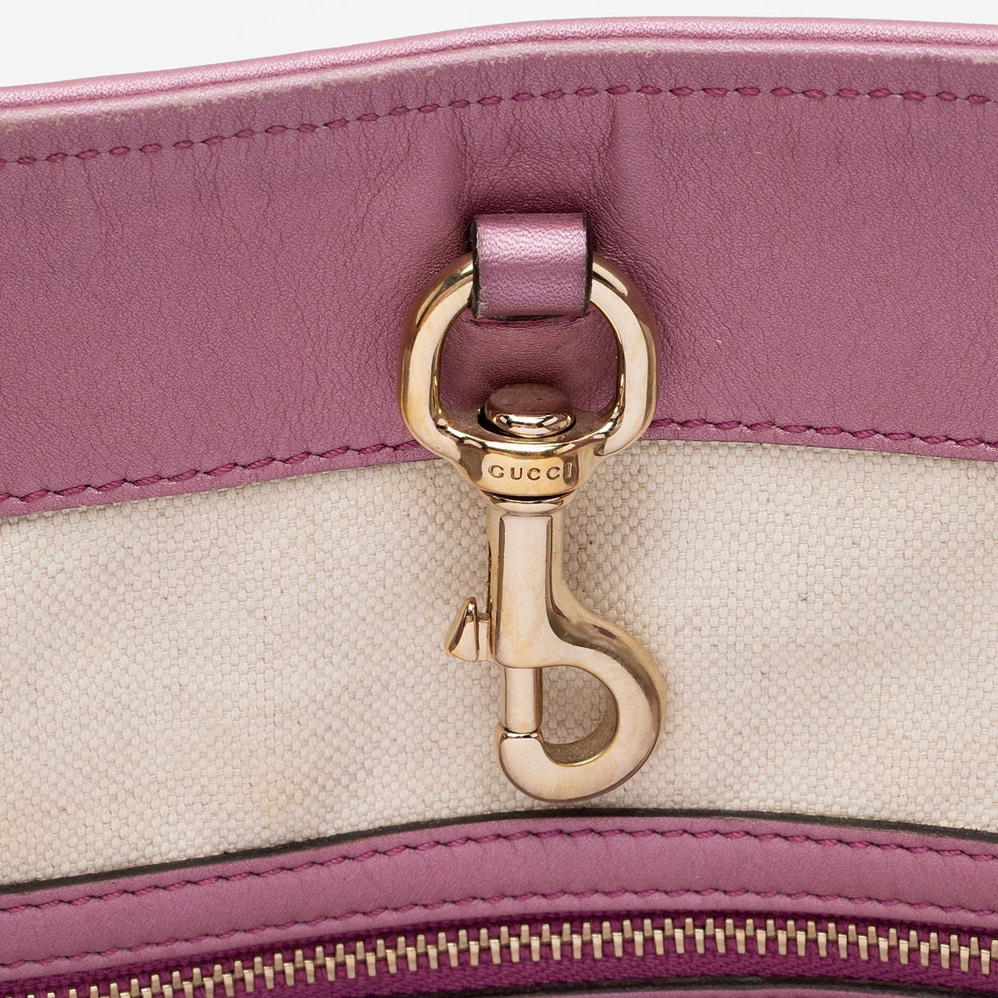 Gucci GG Canvas Metallic Leather Heart Bit Charm Medium Tote