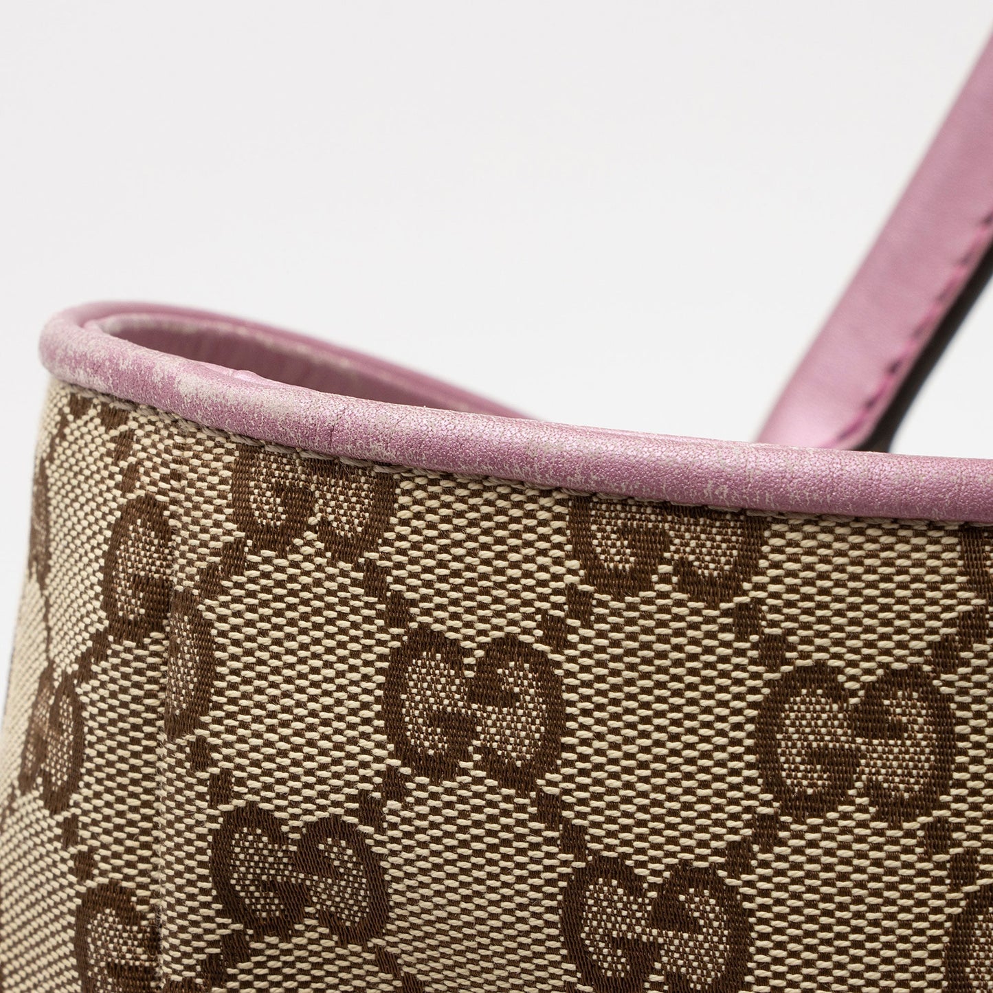 Gucci GG Canvas Metallic Leather Heart Bit Charm Medium Tote