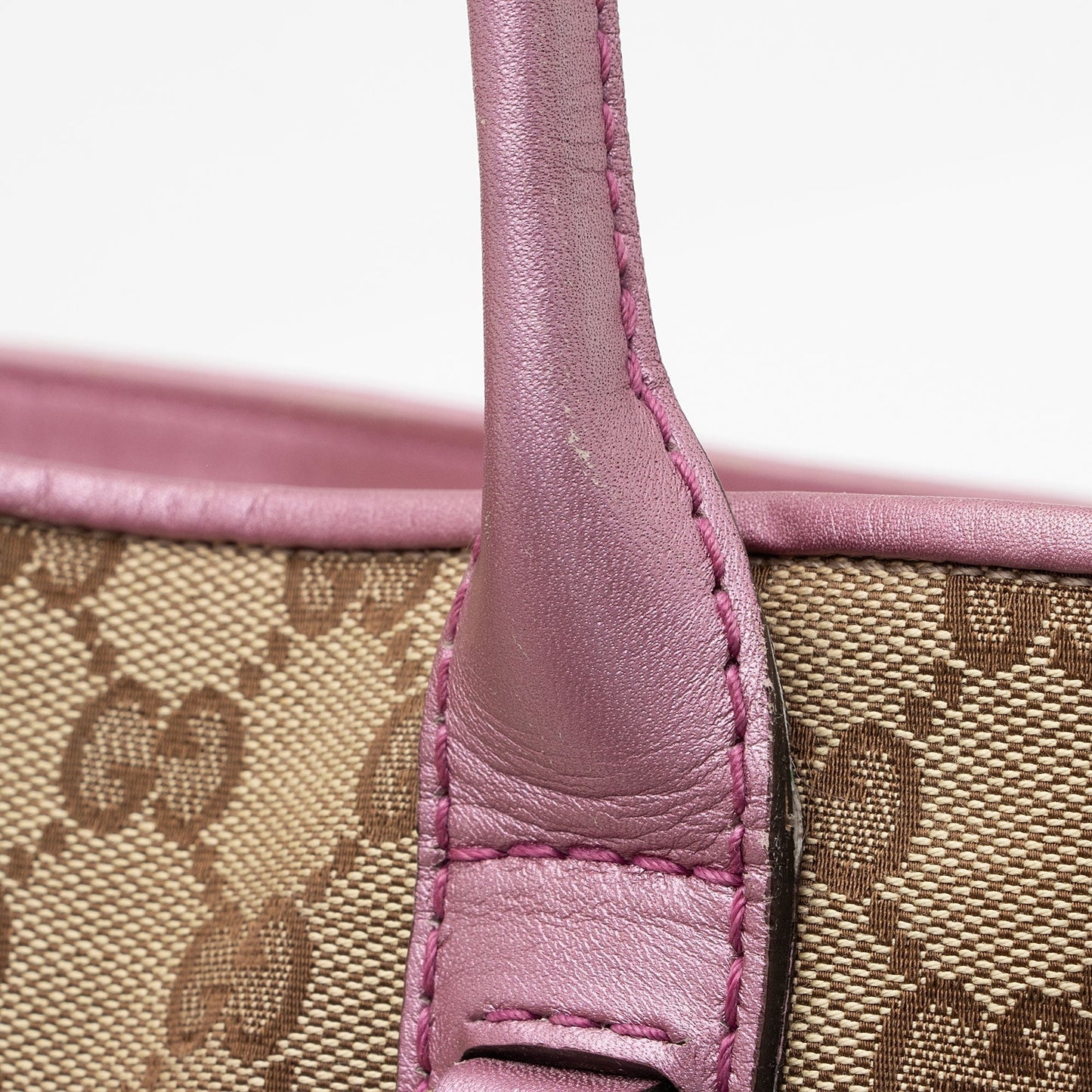 Gucci GG Canvas Metallic Leather Heart Bit Charm Medium Tote