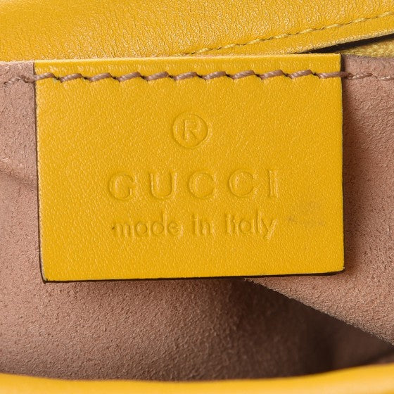 GUCCI Calfskin Matelasse Mini GG Marmont Shoulder Bag Yellow