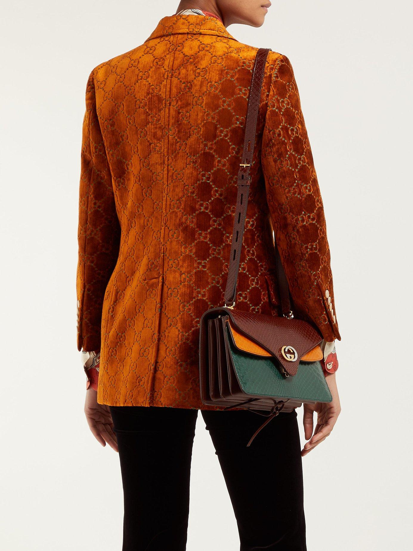GUCCI GG PYTHON TRICOLOR ACCORDION SHOULDER BAG-HS