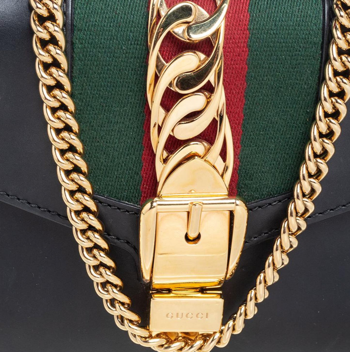GUCCI MINI LEATHER SYLVIE CHAIN LEATHER CROSSBODY BAG