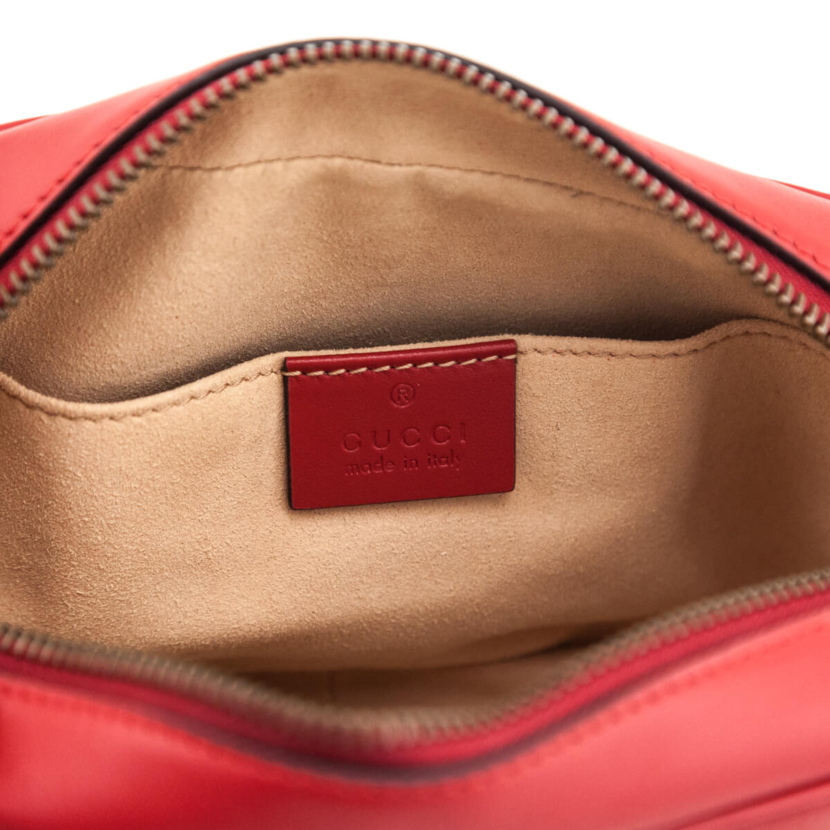 Gucci Hibiscus Red Calfskin Matelasse Mini GG Marmont Crossbody