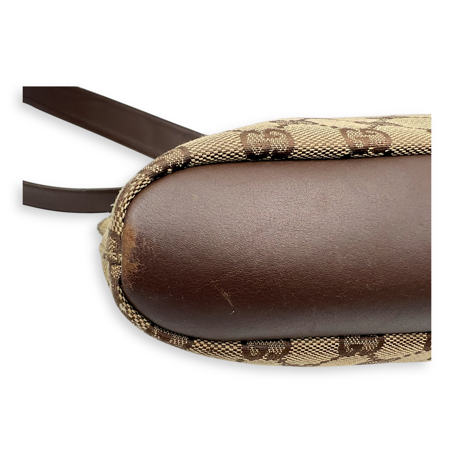 GG Shoulder Bag Brown in Canvas, Gold hardware