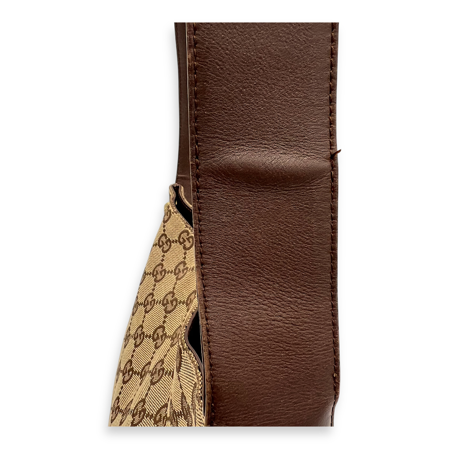 GG Shoulder Bag Brown in Canvas, Gold hardware