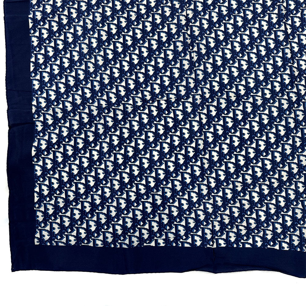 Christian Dior scarf silk Navy Trotter Women Used