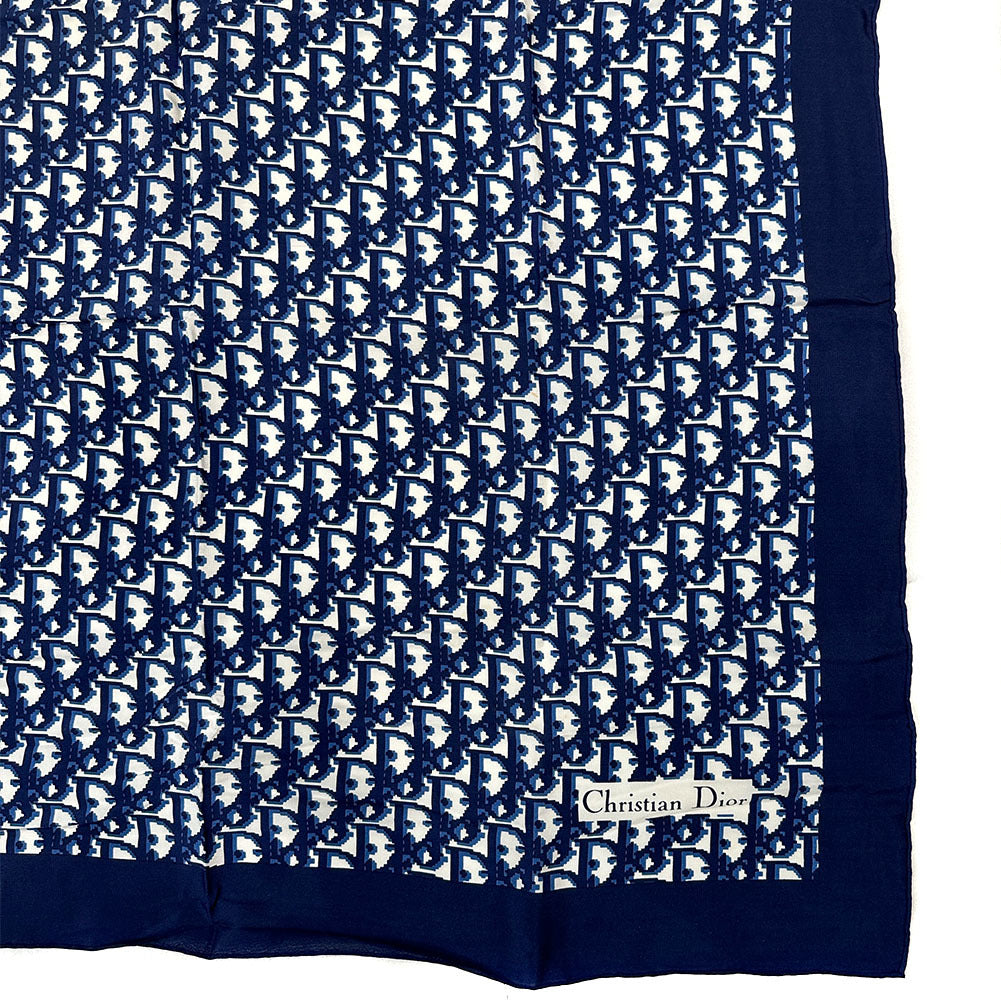 Christian Dior scarf silk Navy Trotter Women Used