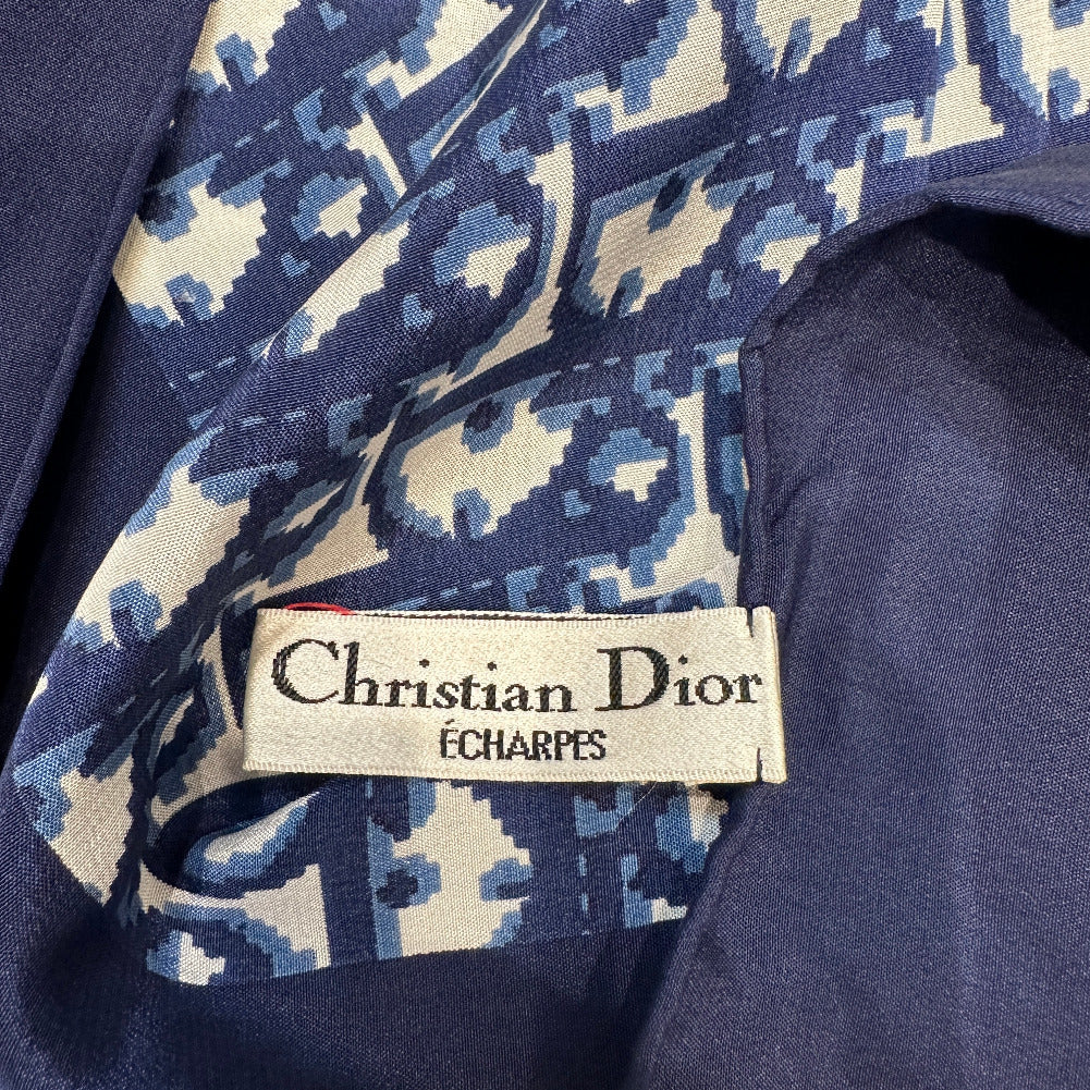 Christian Dior scarf silk Navy Trotter Women Used