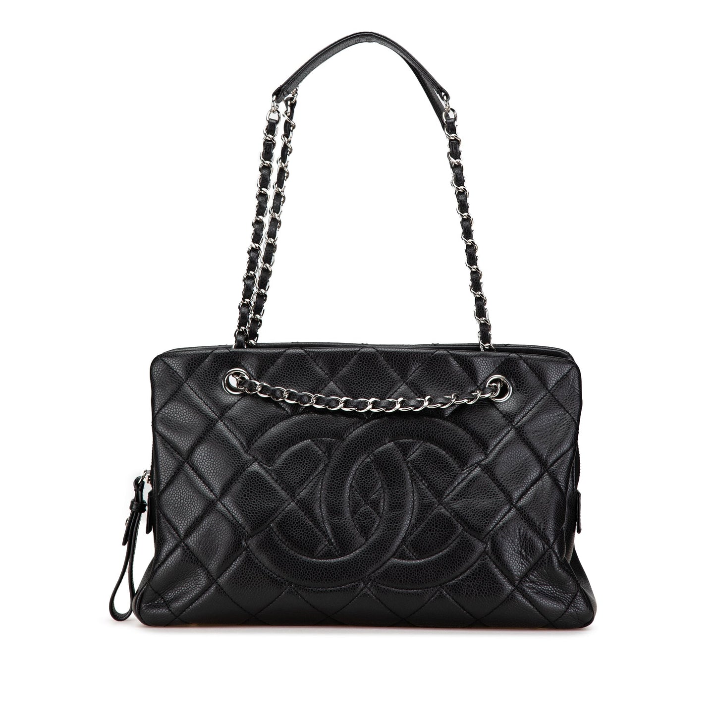 Black Chanel CC Quilted Caviar Chain Tote