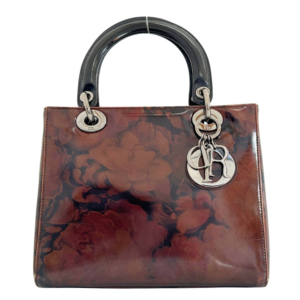 Christian Dior Handbag MA-0958 Patent leather Brown Lady Dior Women Used