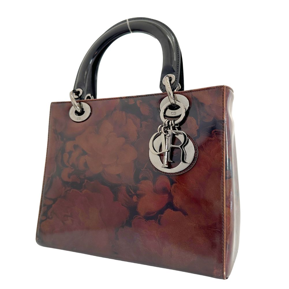 Christian Dior Handbag MA-0958 Patent leather Brown Lady Dior Women Used