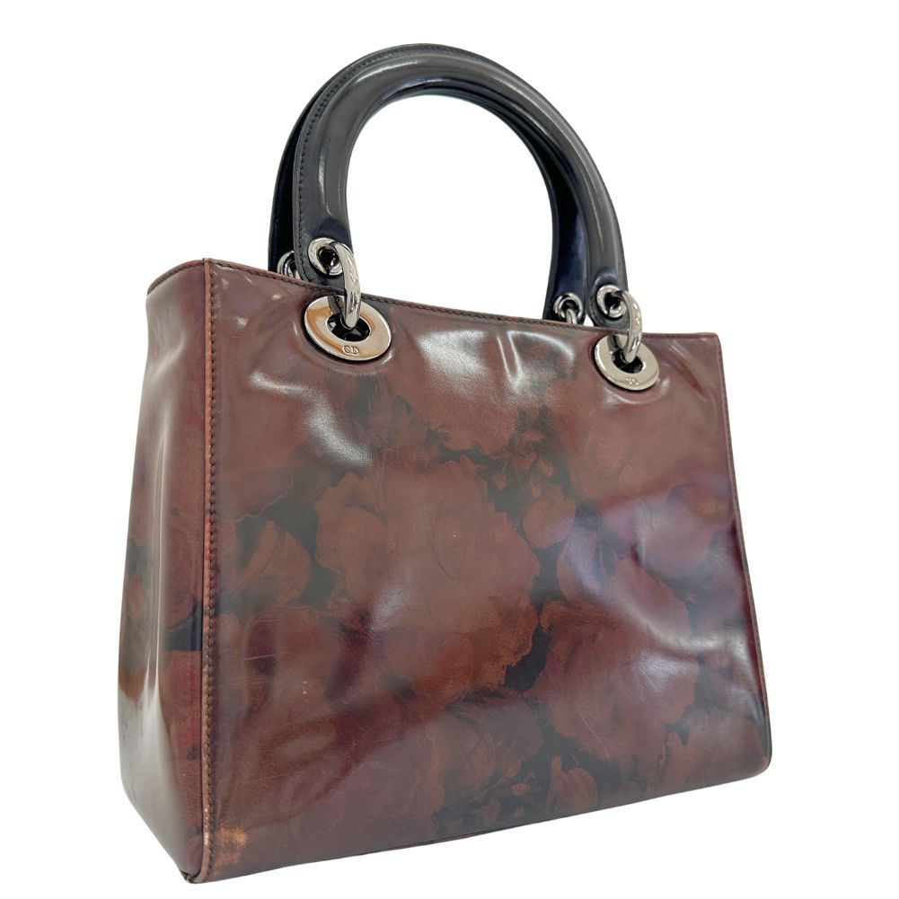 Christian Dior Handbag MA-0958 Patent leather Brown Lady Dior Women Used