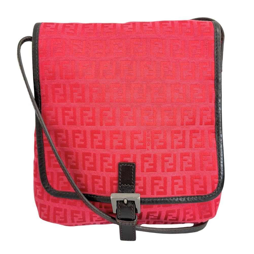 FENDI Shoulder Bag 8BT052 Canvas, leather Red Zucca Women Used
