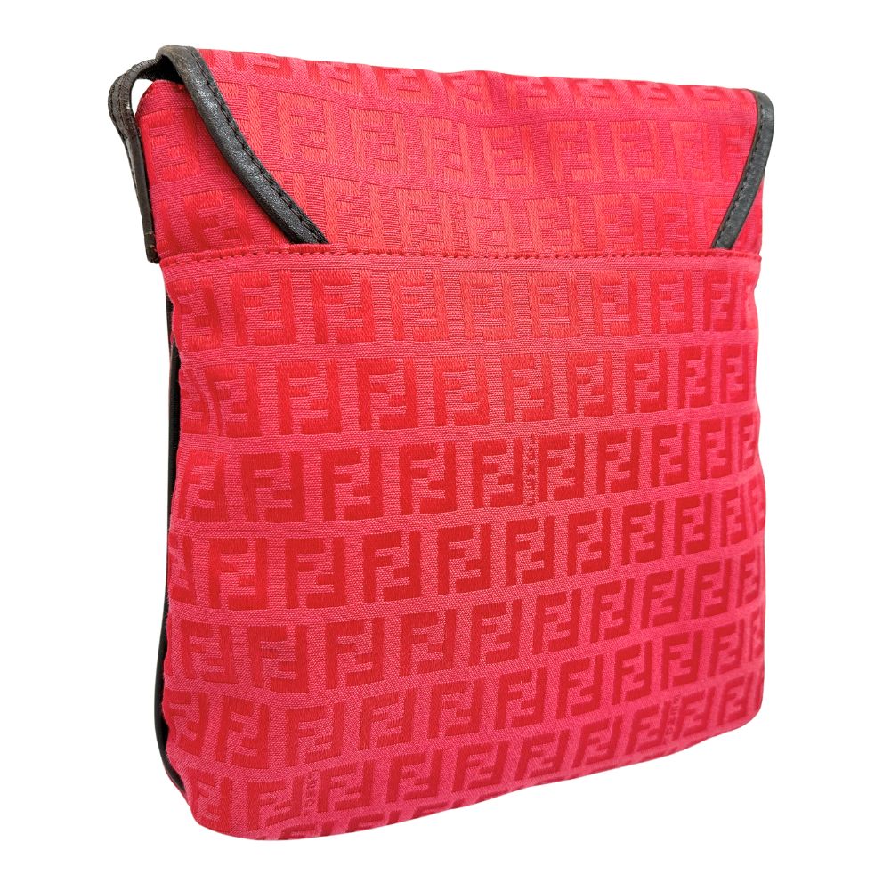 FENDI Shoulder Bag 8BT052 Canvas, leather Red Zucca Women Used