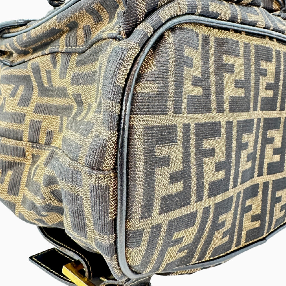 FENDI Backpack canvas canvas Khaki black Zucca Women Used