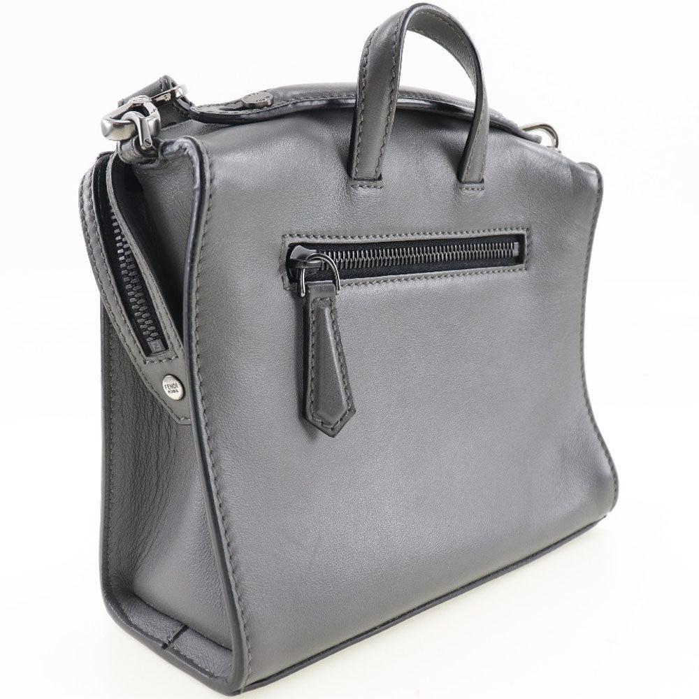 FENDI Handbag 7M0238O7B leather gray 2WAYShoulder mini messenger Women Used