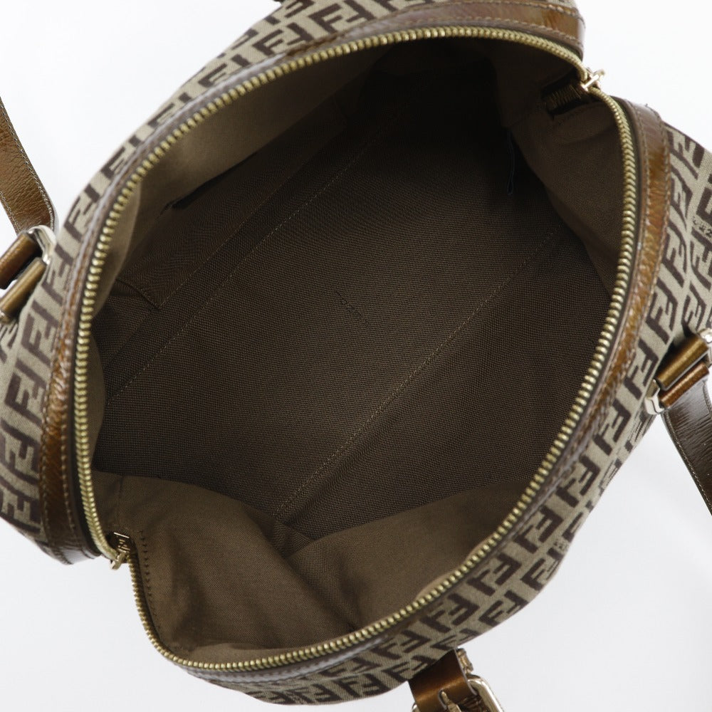 FENDI Shoulder Bag 8BL106-CNL Nylon canvas bronze Mini Boston Zucca Women Used
