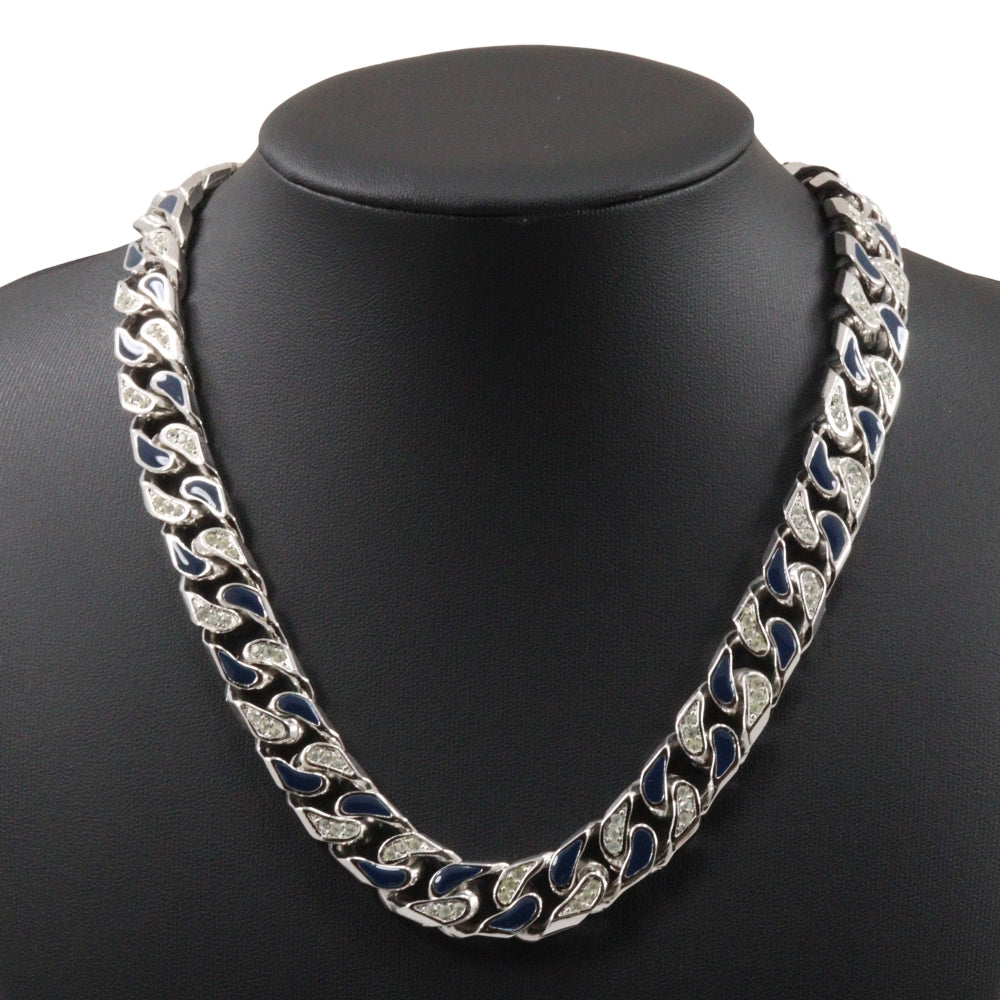Christian Dior Necklace Metal, Rhinestone Silver vintage Earing set Women Used