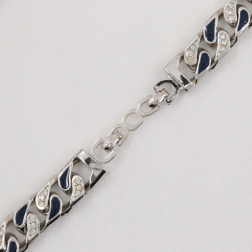 Christian Dior Necklace Metal, Rhinestone Silver vintage Earing set Women Used