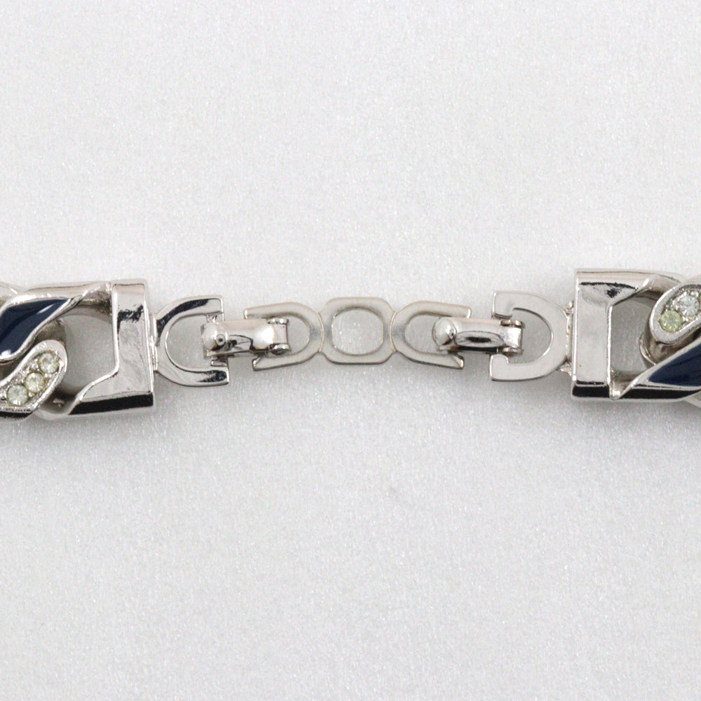 Christian Dior Necklace Metal, Rhinestone Silver vintage Earing set Women Used