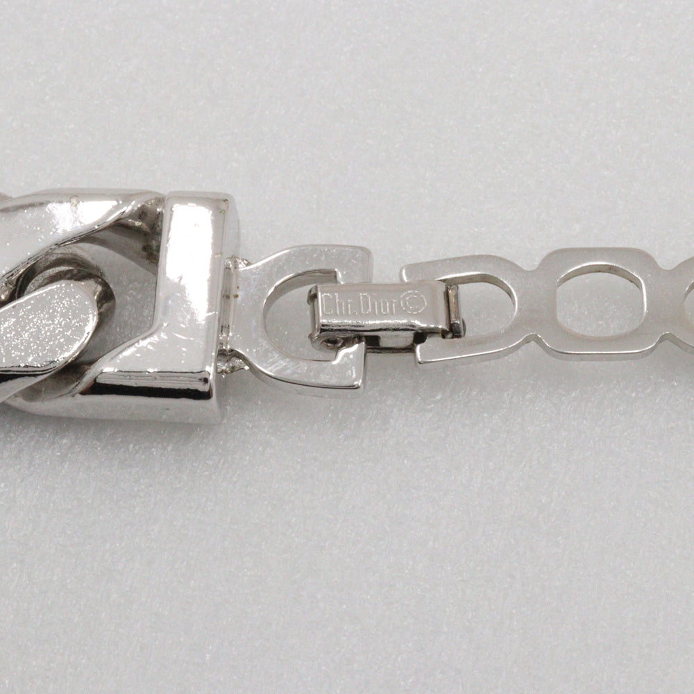 Christian Dior Necklace Metal, Rhinestone Silver vintage Earing set Women Used