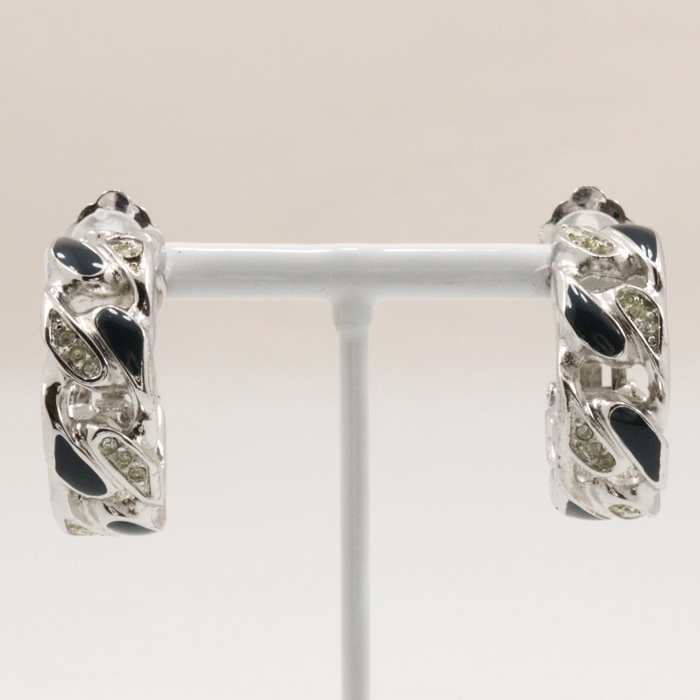 Christian Dior Necklace Metal, Rhinestone Silver vintage Earing set Women Used