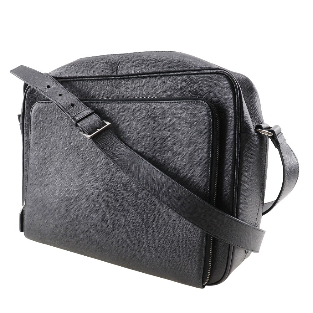 PRADA Shoulder Bag Safiano black Messenger bag mens Used