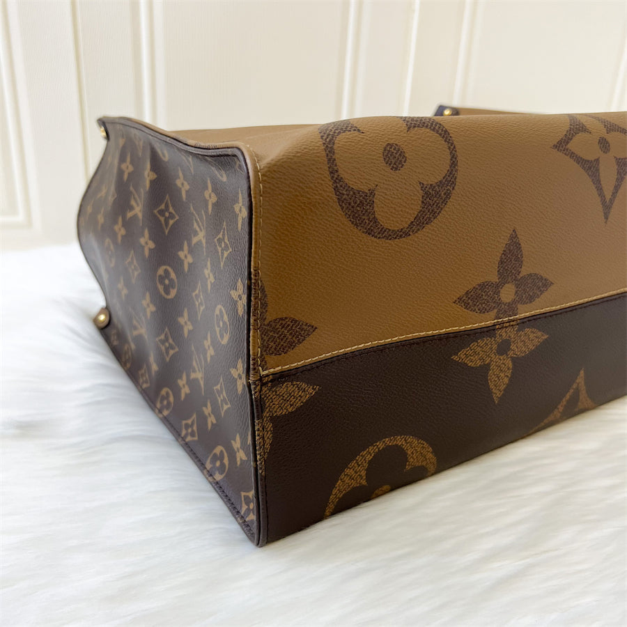 LV Onthego GM in Reverse Monogram Canvas GHW