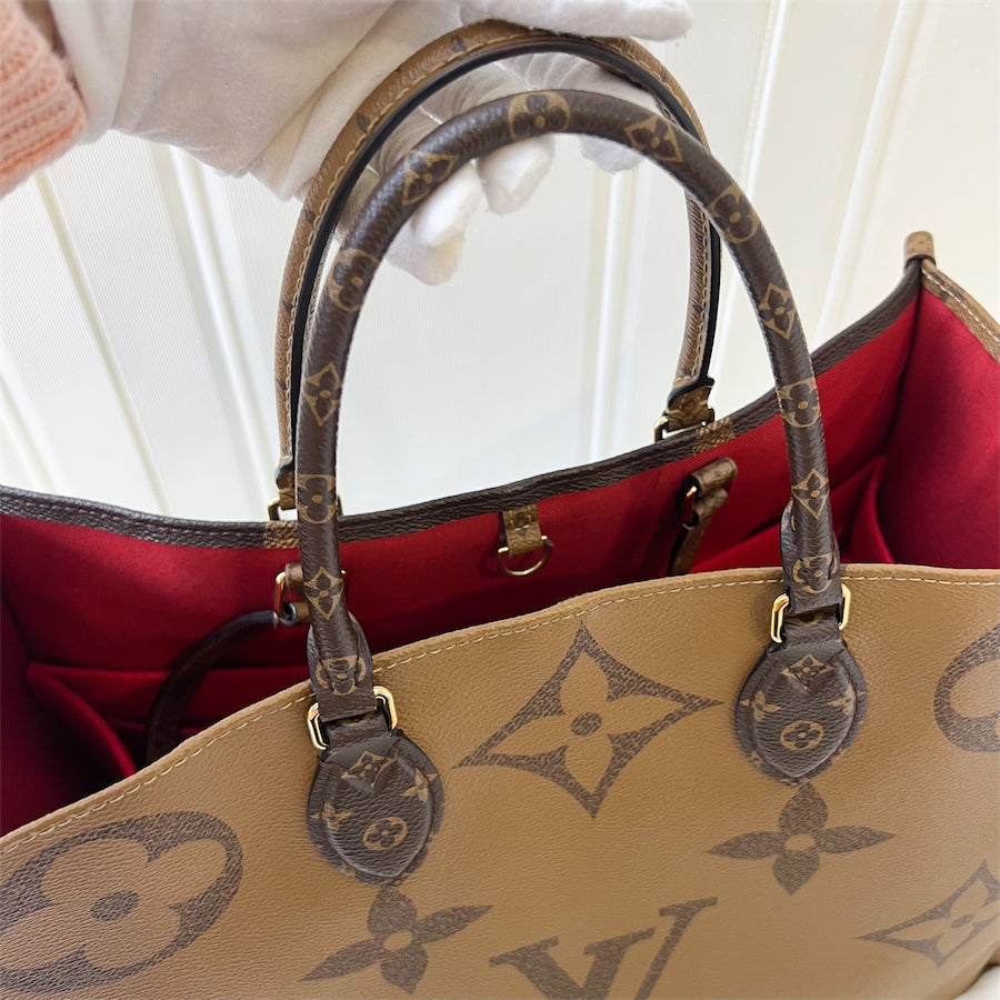 LV Onthego GM in Reverse Monogram Canvas GHW