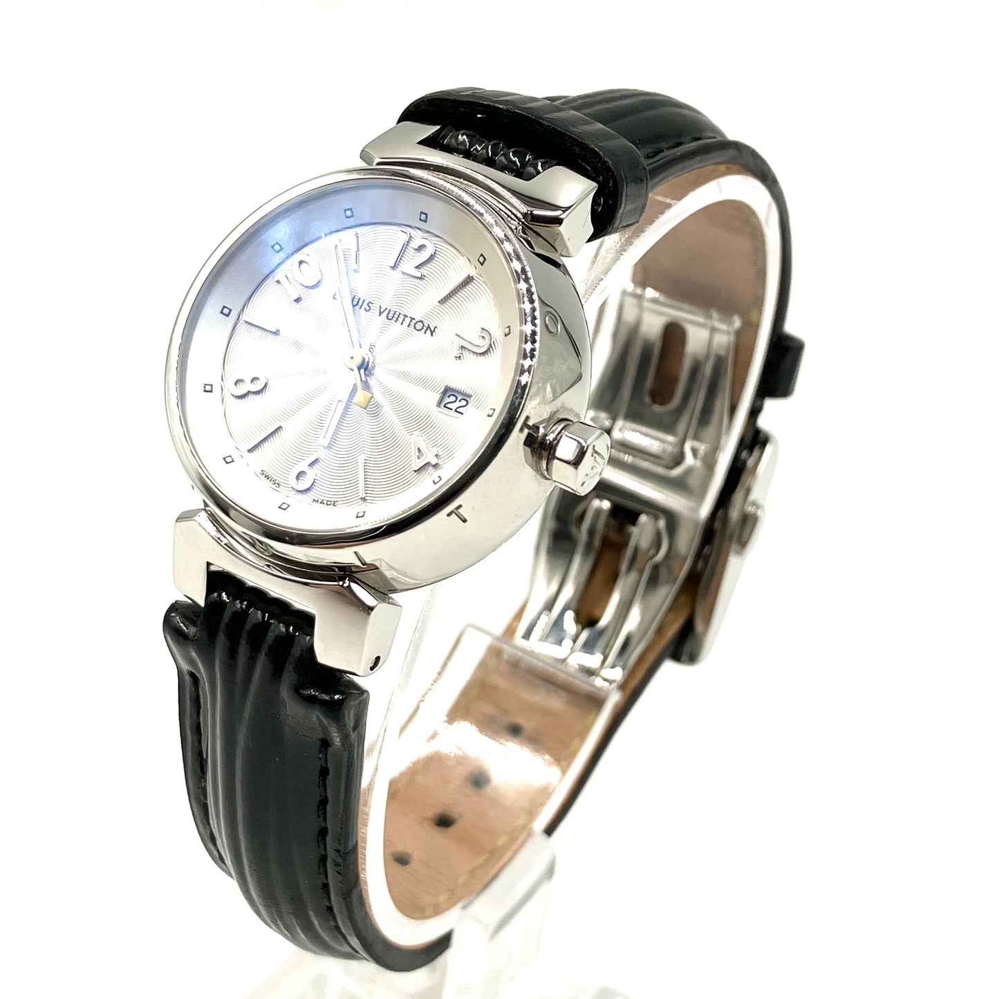 LOUIS VUITTON Tambour Watch Monogram Silver Black quartz