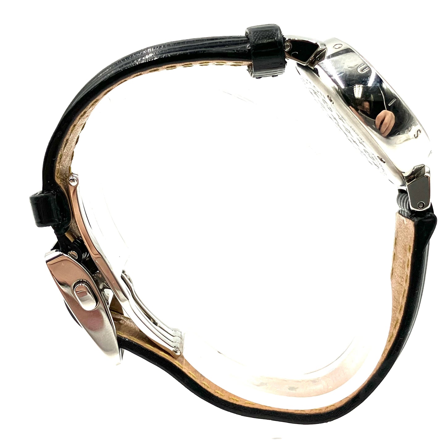 LOUIS VUITTON Tambour Watch Monogram Silver Black quartz