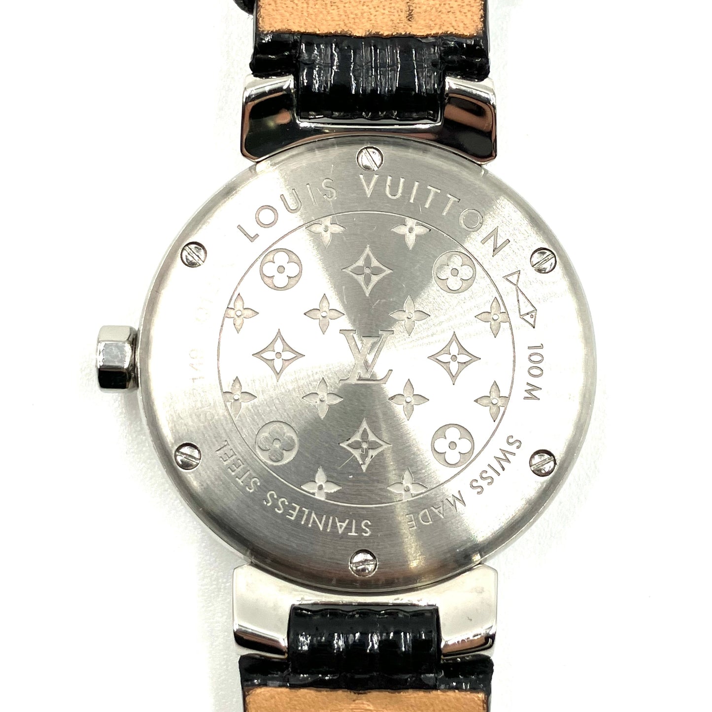 LOUIS VUITTON Tambour Watch Monogram Silver Black quartz