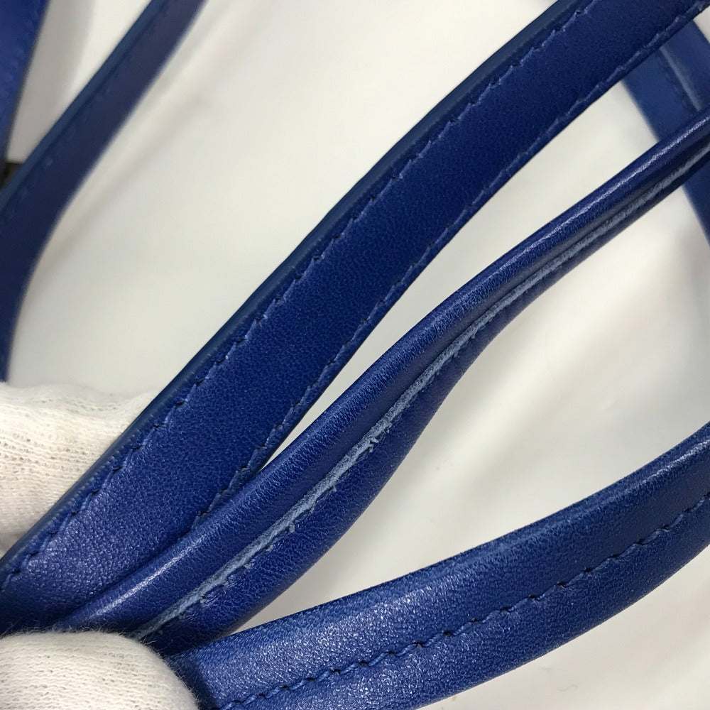 PRADA Handbag leather blue logo Crossbody ribbon Women Used