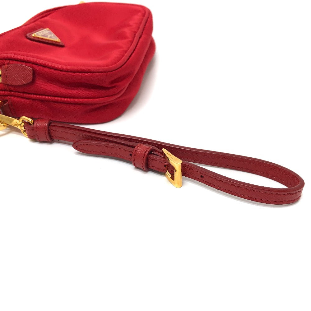 PRADA Shoulder Bag Nylon Red Triangle logo plate unisex(Unisex) Used