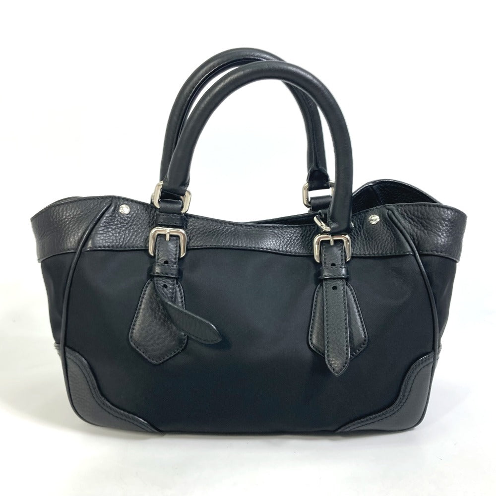 PRADA Handbag Nylon / leather black Triangle logo Tote Bag Women Used