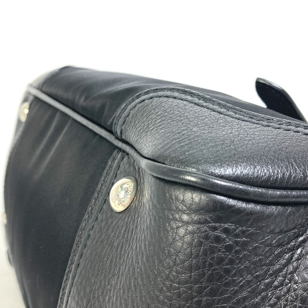 PRADA Handbag Nylon / leather black Triangle logo Tote Bag Women Used