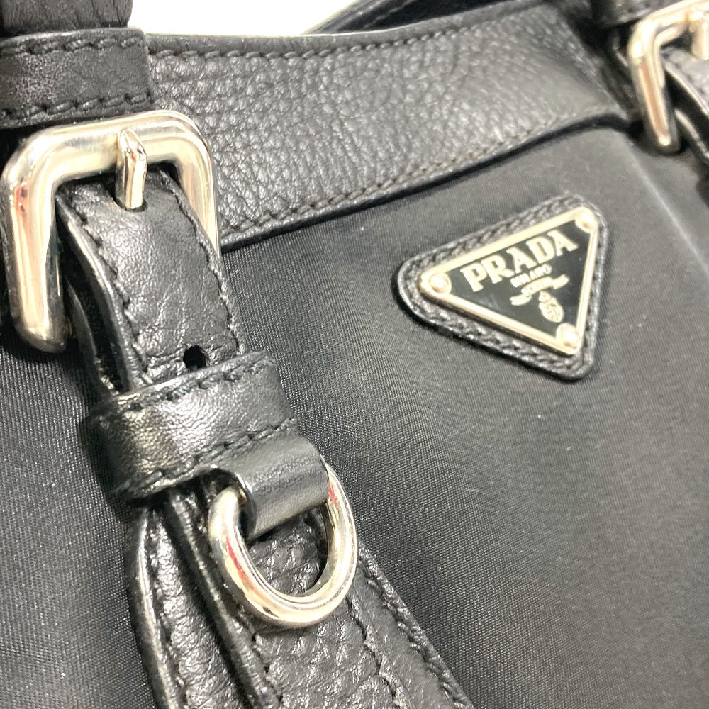 PRADA Handbag Nylon / leather black Triangle logo Tote Bag Women Used