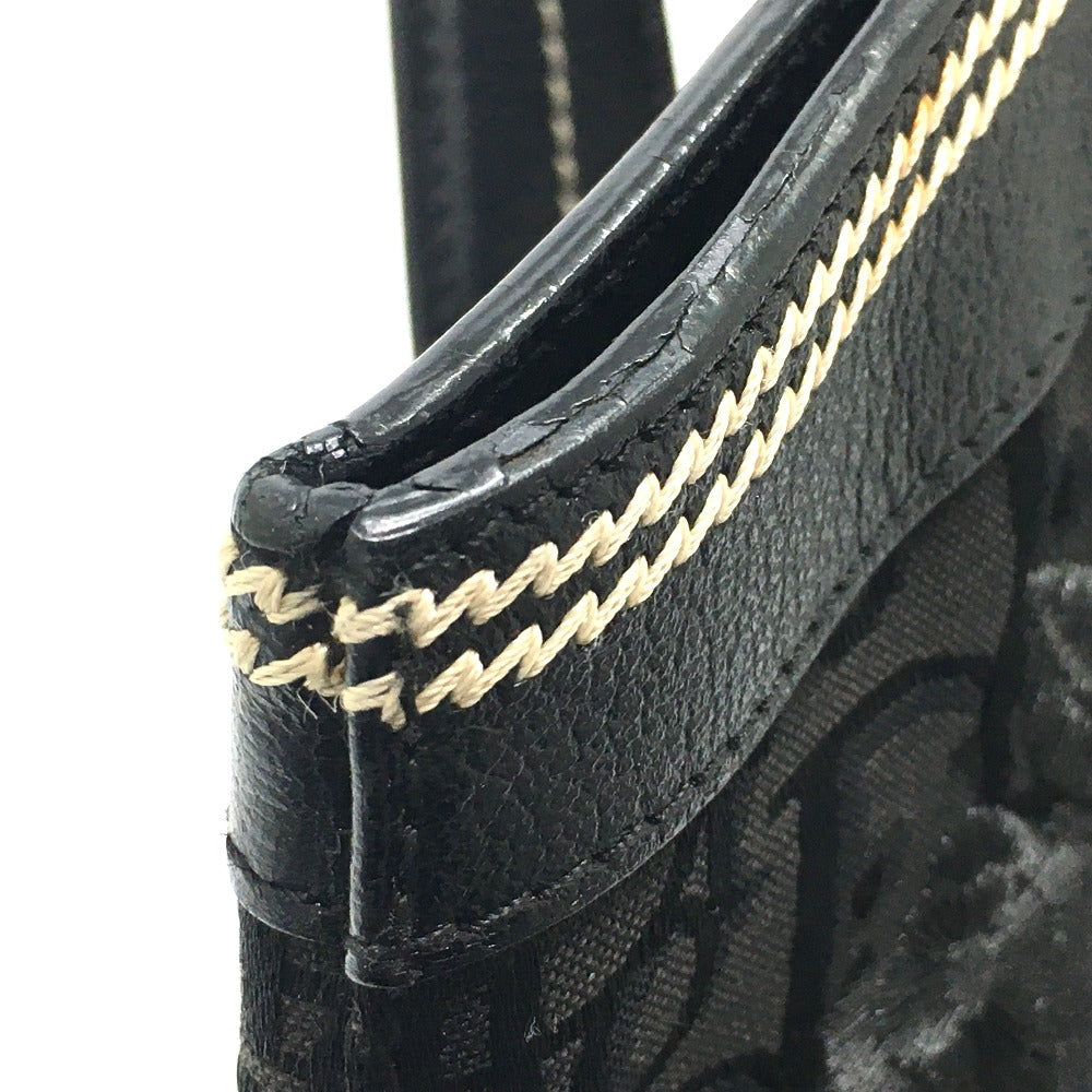 Christian Dior Tote Bag Canvas / leather black Flower embroidery Trotter Women Used