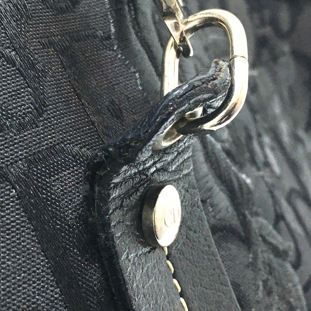 Christian Dior Tote Bag Canvas / leather black Flower embroidery Trotter Women Used