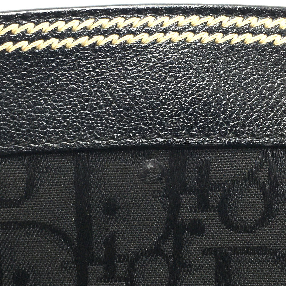 Christian Dior Tote Bag Canvas / leather black Flower embroidery Trotter Women Used