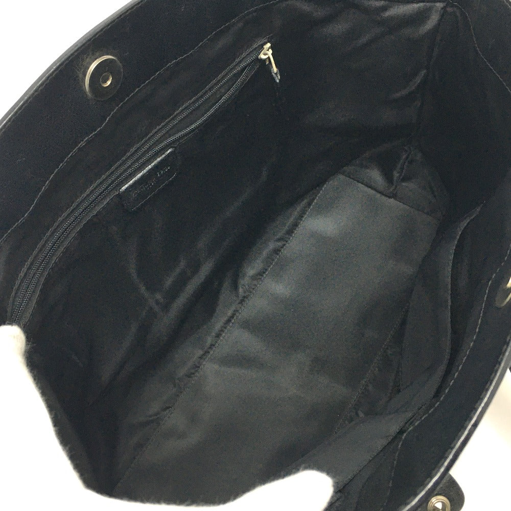 Christian Dior Tote Bag Canvas / leather black Flower embroidery Trotter Women Used