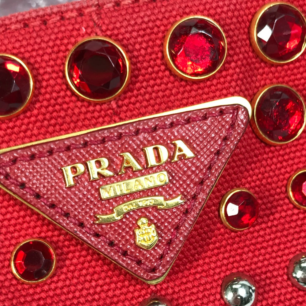 PRADA Tote Bag canvas Red Triangle logo plate Canapa GM Bijou