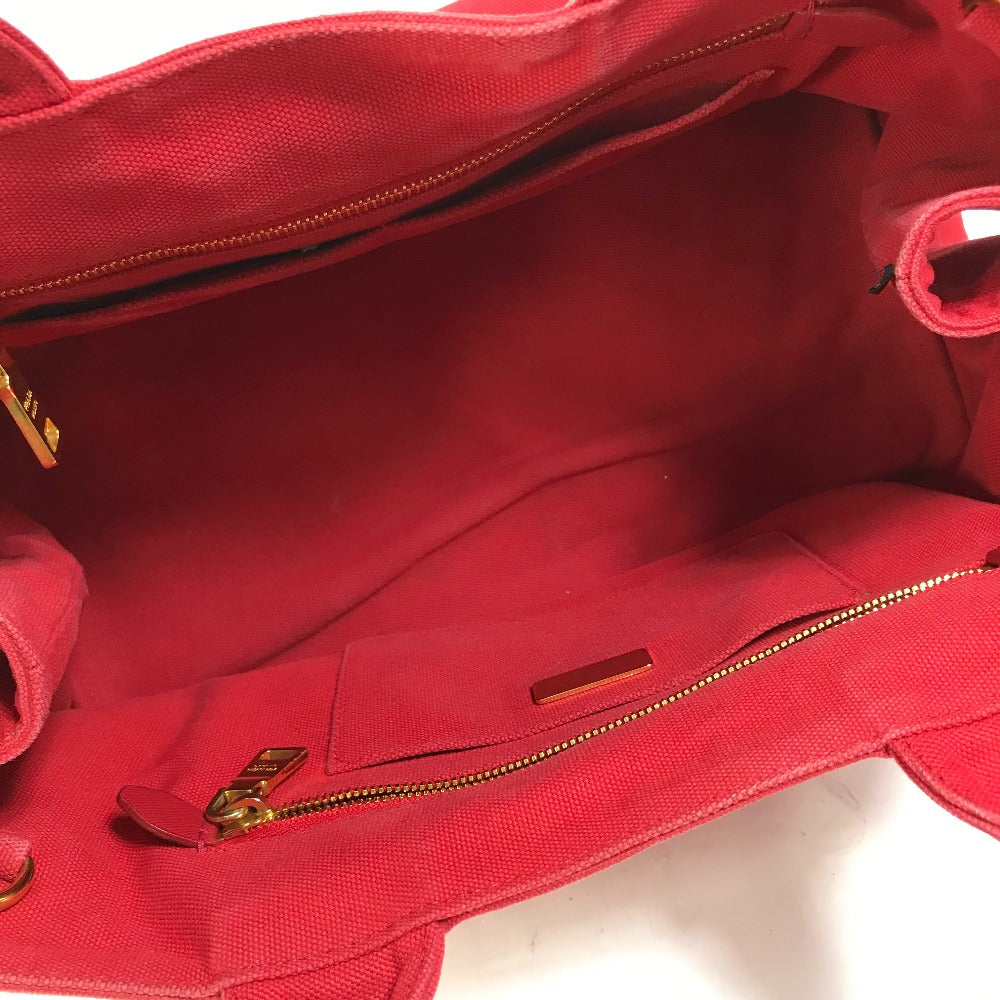 PRADA Tote Bag canvas Red Triangle logo plate Canapa GM Bijou