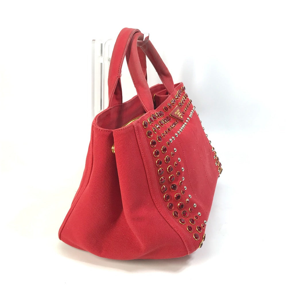 PRADA Tote Bag canvas Red Triangle logo plate Canapa GM Bijou