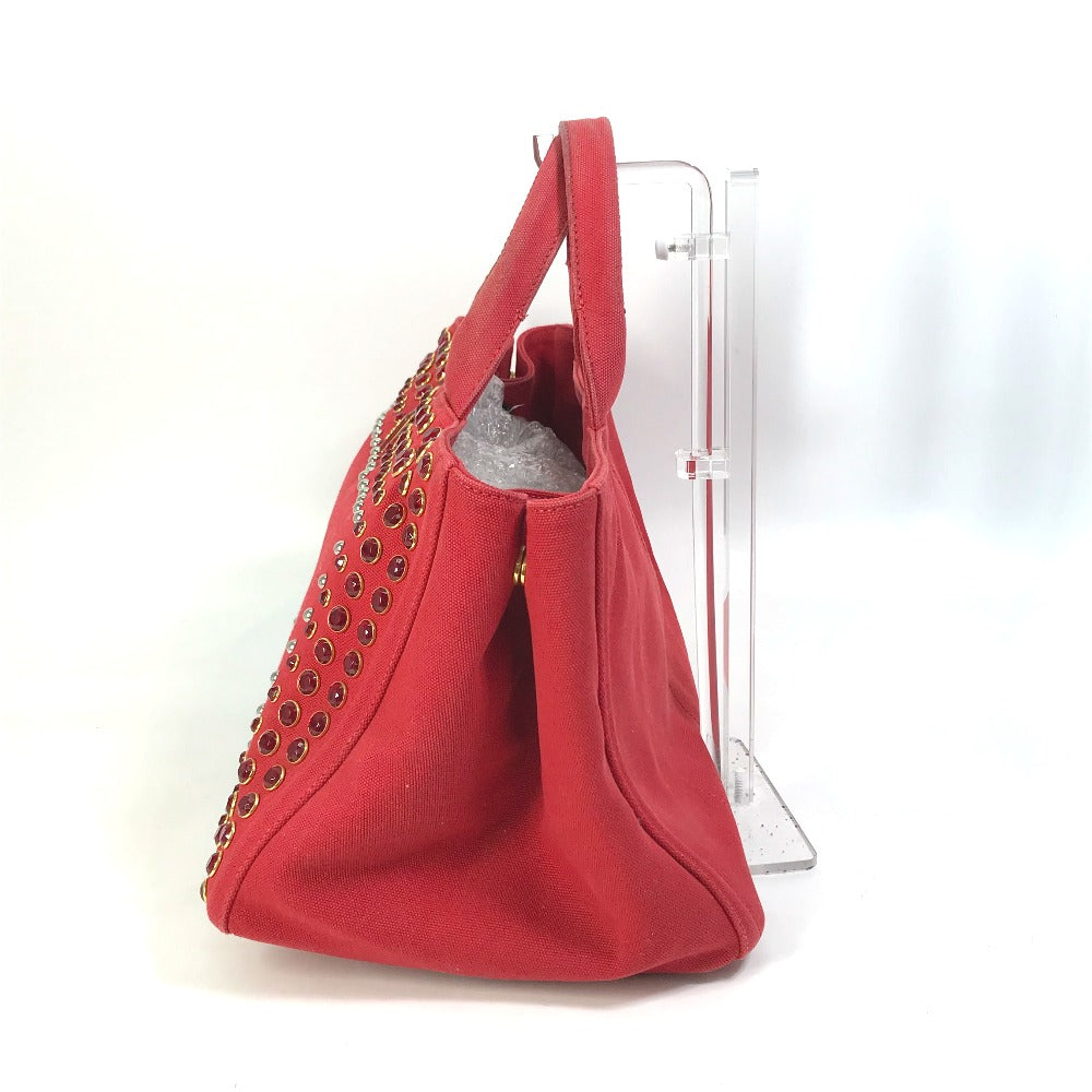 PRADA Tote Bag canvas Red Triangle logo plate Canapa GM Bijou