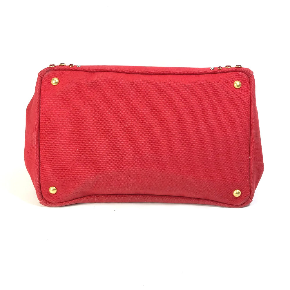 PRADA Tote Bag canvas Red Triangle logo plate Canapa GM Bijou