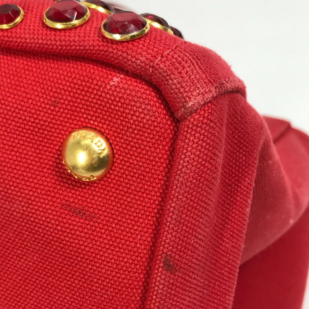 PRADA Tote Bag canvas Red Triangle logo plate Canapa GM Bijou