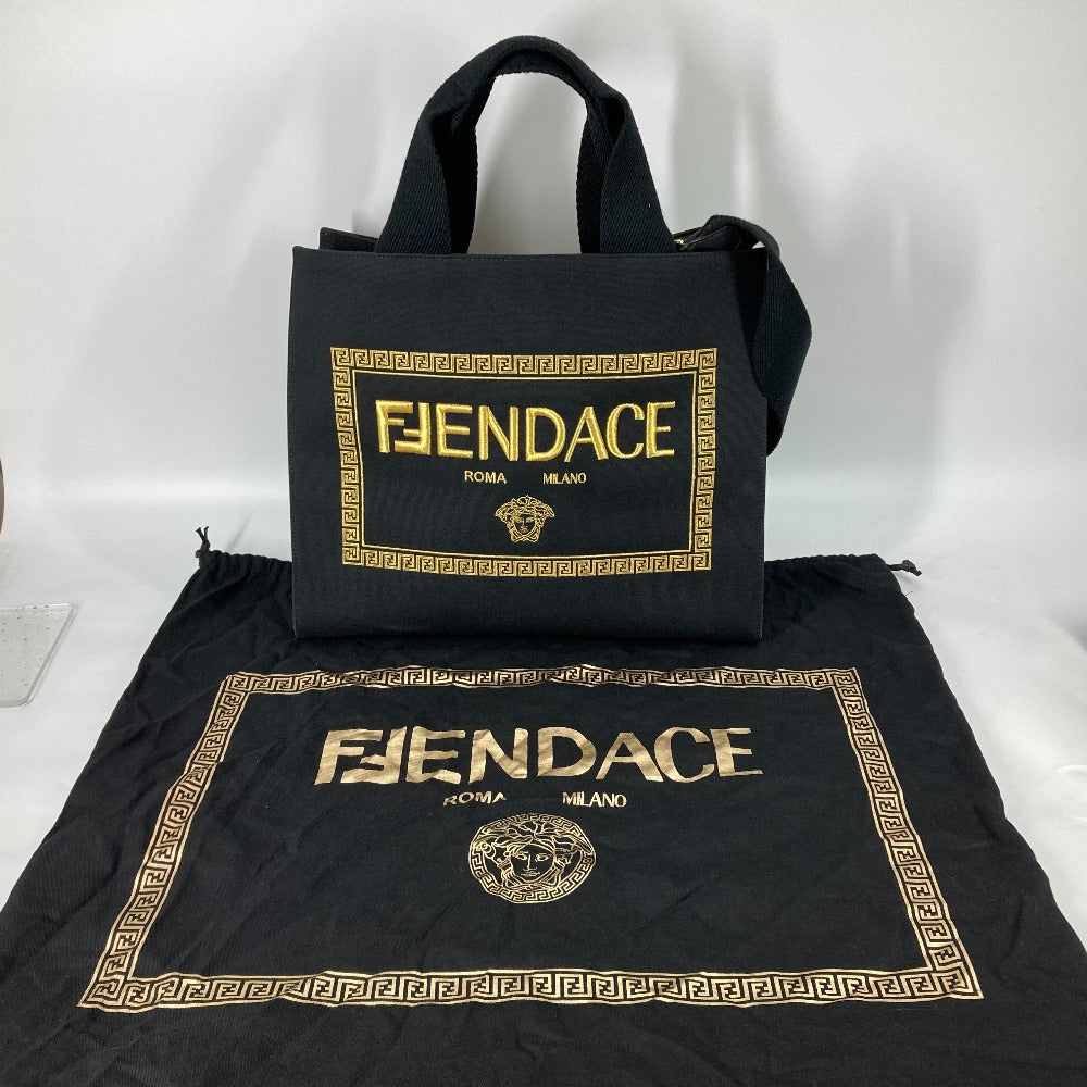 FENDI Shoulder Bag 8BH395 canvas black VERSACE collaboration FENDACE FENDACE Women Used
