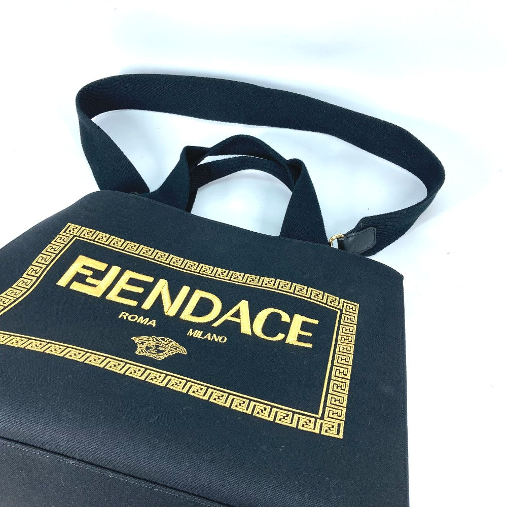 FENDI Shoulder Bag 8BH395 canvas black VERSACE collaboration FENDACE FENDACE Women Used