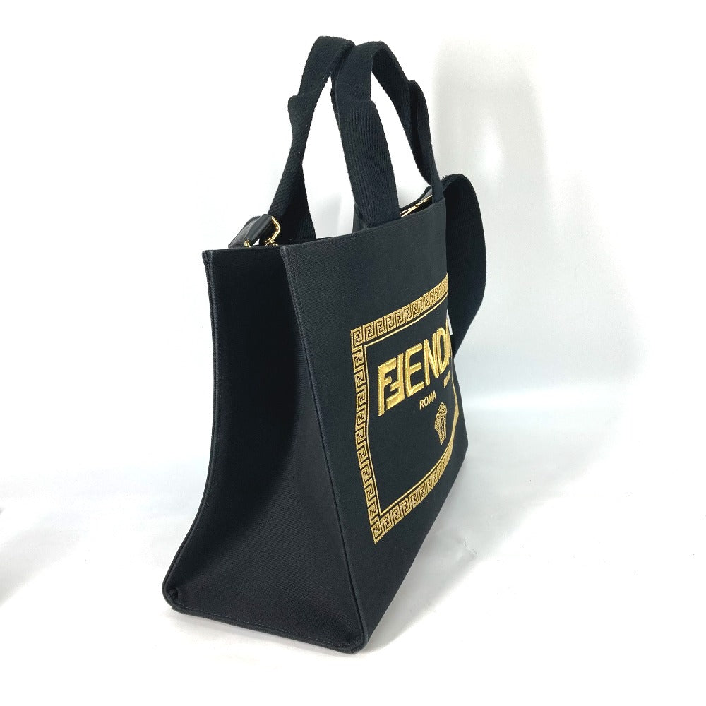FENDI Shoulder Bag 8BH395 canvas black VERSACE collaboration FENDACE FENDACE Women Used